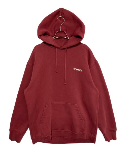 VETEMENTS（ヴェトモン）VETEMENTS (ヴェトモン) OVERSIZED LOGO HOODIE ワインレッド サイズ:Sの古着・服飾アイテム