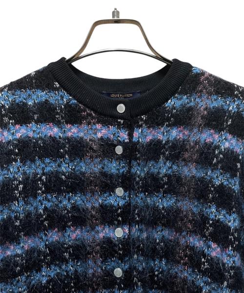 LOUIS VUITTON（ルイ ヴィトン）LOUIS VUITTON (ルイ ヴィトン) モヘア混ニットカーディガン ブラック×ブルー サイズ:XSの古着・服飾アイテム
