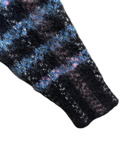 LOUIS VUITTON（ルイ ヴィトン）LOUIS VUITTON (ルイ ヴィトン) モヘア混ニットカーディガン ブラック×ブルー サイズ:XSの古着・服飾アイテム