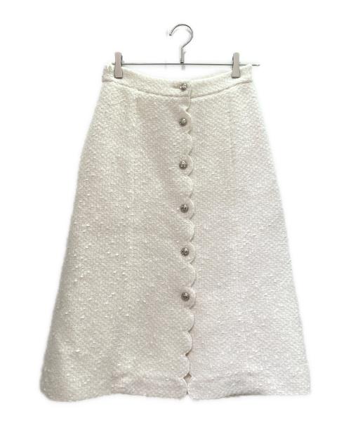 CHANEL（シャネル）CHANEL (シャネル) ココボタンツイードスカート アイボリー サイズ:38の古着・服飾アイテム