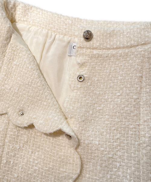 CHANEL（シャネル）CHANEL (シャネル) ココボタンツイードスカート アイボリー サイズ:38の古着・服飾アイテム