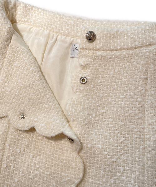 CHANEL（シャネル）CHANEL (シャネル) P65 ココマークボタン ツイード ラップスカート アイボリー サイズ:38の古着・服飾アイテム