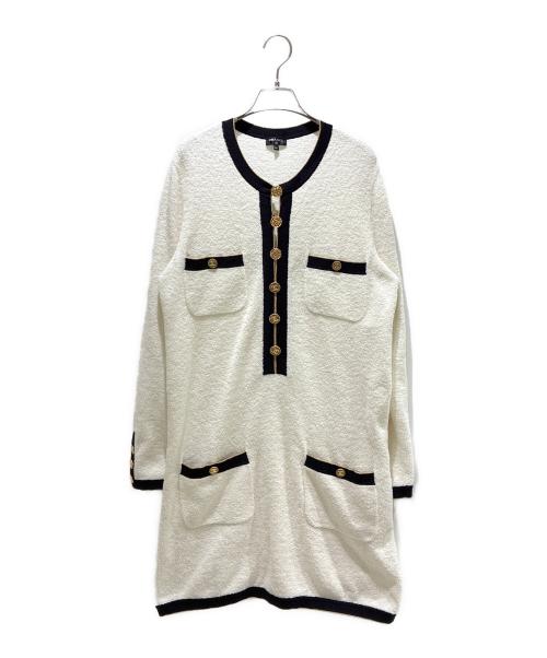 CHANEL（シャネル）CHANEL (シャネル) ココボタンパイルワンピース ホワイト サイズ:40の古着・服飾アイテム