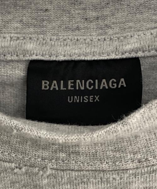 BALENCIAGA（バレンシアガ）BALENCIAGA (バレンシアガ) ダメージ加工ロゴTシャツ グレー サイズ:Sの古着・服飾アイテム