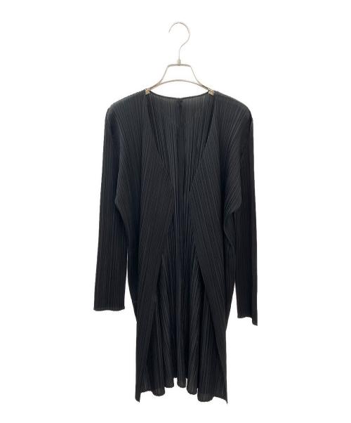 PLEATS PLEASE（プリーツプリーズ）PLEATS PLEASE (プリーツプリーズ) プリーツロングカーディガン ブラック サイズ:３の古着・服飾アイテム