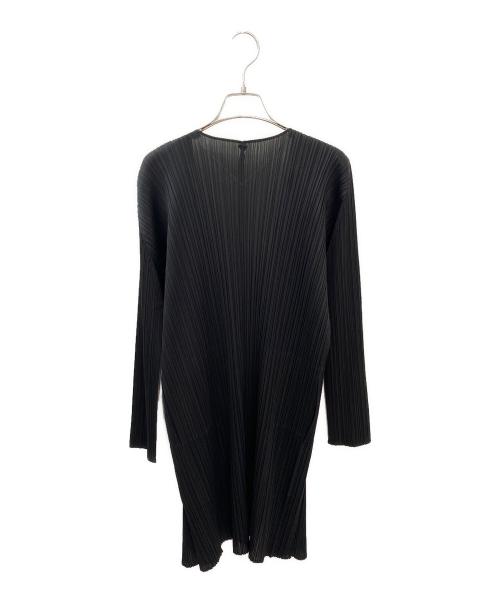PLEATS PLEASE（プリーツプリーズ）PLEATS PLEASE (プリーツプリーズ) プリーツロングカーディガン ブラック サイズ:３の古着・服飾アイテム
