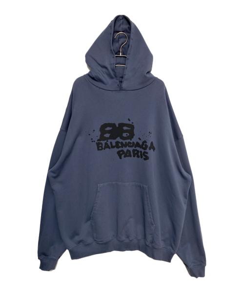 BALENCIAGA（バレンシアガ）BALENCIAGA (バレンシアガ) Hand Drawn BB Icon Hoodie ネイビー サイズ:XXSの古着・服飾アイテム