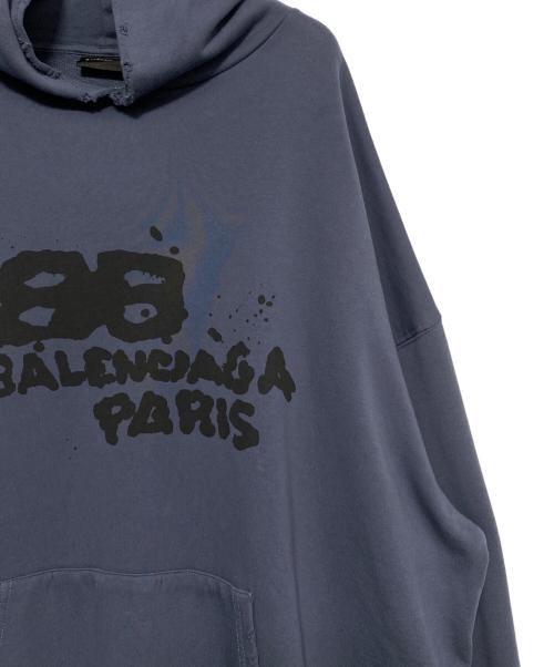 BALENCIAGA（バレンシアガ）BALENCIAGA (バレンシアガ) Hand Drawn BB Icon Hoodie ネイビー サイズ:XXSの古着・服飾アイテム