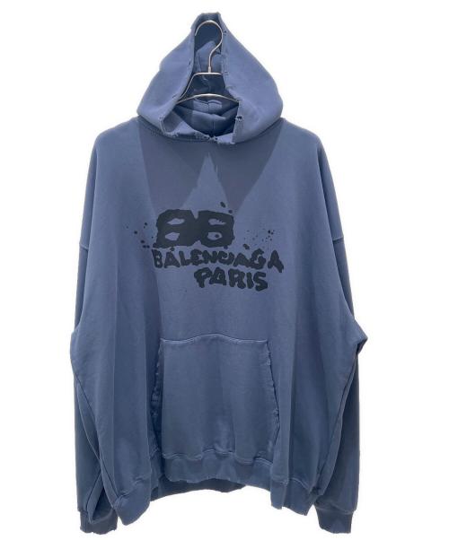 BALENCIAGA（バレンシアガ）BALENCIAGA (バレンシアガ) Hand Drawn BB Icon Hoodie ネイビー サイズ:XXSの古着・服飾アイテム