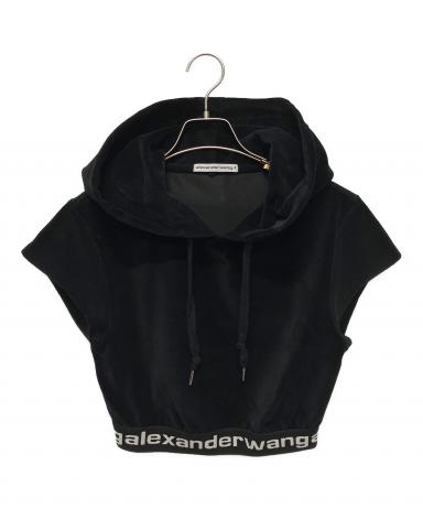 6104【希少デザイン】アレキサンダーワン☆袖刺繍入りクロップド丈ベロアパーカー 中古・古着通販】ALEXANDER WANG (アレキサンダーワン) ベロア半袖