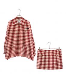 MIU MIU（ミュウミュウ）の古着「ギンガムチェックツイードセットアップ」｜レッド×ホワイト