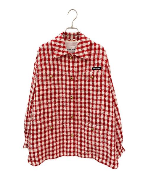 MIU MIU（ミュウミュウ）MIU MIU (ミュウミュウ) ギンガムチェックツイードセットアップ レッド×ホワイト サイズ:38の古着・服飾アイテム