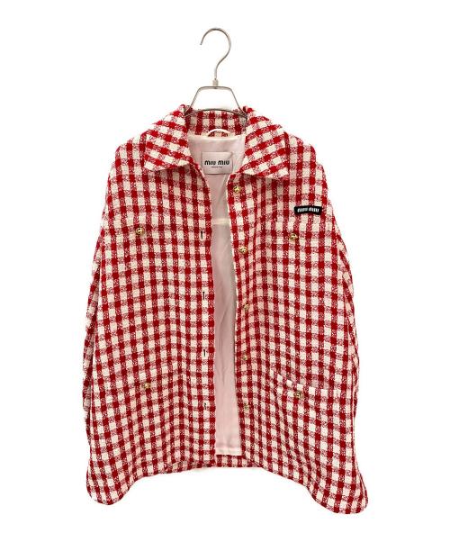 MIU MIU（ミュウミュウ）MIU MIU (ミュウミュウ) ギンガムチェックツイードセットアップ レッド×ホワイト サイズ:38の古着・服飾アイテム