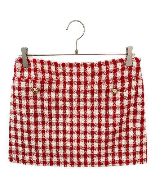 MIU MIU（ミュウミュウ）MIU MIU (ミュウミュウ) ギンガムチェックツイードセットアップ レッド×ホワイト サイズ:38の古着・服飾アイテム