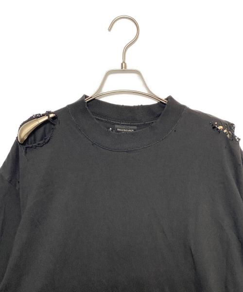 BALENCIAGA（バレンシアガ）BALENCIAGA (バレンシアガ) ダメージ加工Tシャツ ブラック サイズ:Sの古着・服飾アイテム