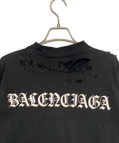 BALENCIAGA（バレンシアガ）BALENCIAGA (バレンシアガ) ダメージ加工Tシャツ ブラック サイズ:Sの古着・服飾アイテム