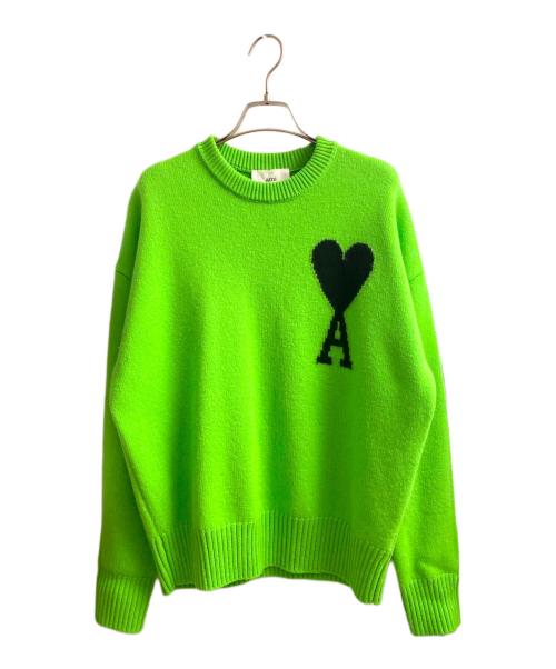 AMI PARIS（アミ パリス）AMI PARIS (アミ パリス) ハートロゴニット 黄緑 サイズ:Sの古着・服飾アイテム