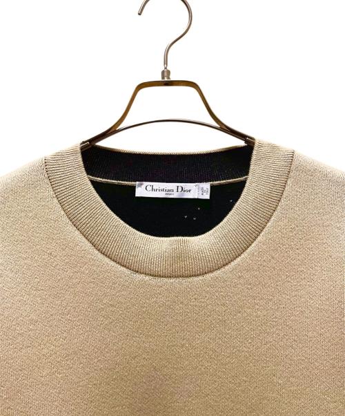 Christian Dior（クリスチャン ディオール）Christian Dior (クリスチャン ディオール) バックエンブロイダリーカシミヤニット ベージュ×ブラック サイズ:38の古着・服飾アイテム