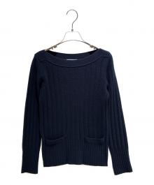 PRADA（プラダ）の古着「ボートネックリブニット」｜ネイビー