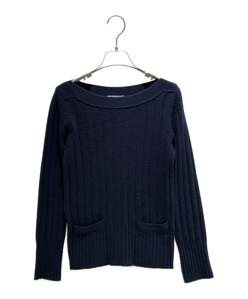 PRADA（プラダ）PRADA (プラダ) ボートネックリブニット ネイビー サイズ:38の古着・服飾アイテム
