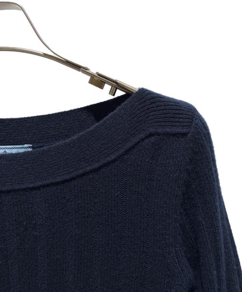 PRADA（プラダ）PRADA (プラダ) ボートネックリブニット ネイビー サイズ:38の古着・服飾アイテム