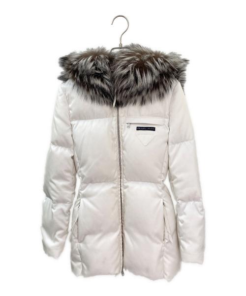 PRADA（プラダ）PRADA (プラダ) ファー付きダウンコート ホワイト サイズ:36の古着・服飾アイテム