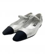 CHANELシャネル）の古着「フラットパンプス」｜ブラック×シルバー