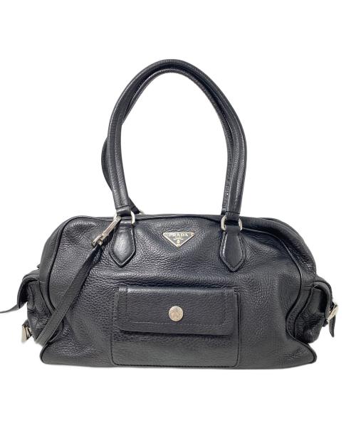 PRADA（プラダ）PRADA (プラダ) 三角ロゴボストンバッグ ブラック サイズ:-の古着・服飾アイテム