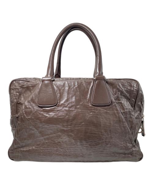 PRADA（プラダ）PRADA (プラダ) シワ加工ボストンバッグ ブラウンの古着・服飾アイテム