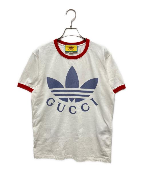 GUCCI（グッチ）GUCCI (グッチ) adidas (アディダス) 22AW ロゴTシャツ/リンガーTシャツ ホワイト サイズ:XXSの古着・服飾アイテム