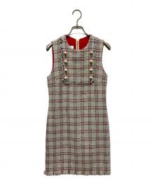 GUCCI（グッチ）の古着「ツイードGGパールワンピース」｜ライトグレー