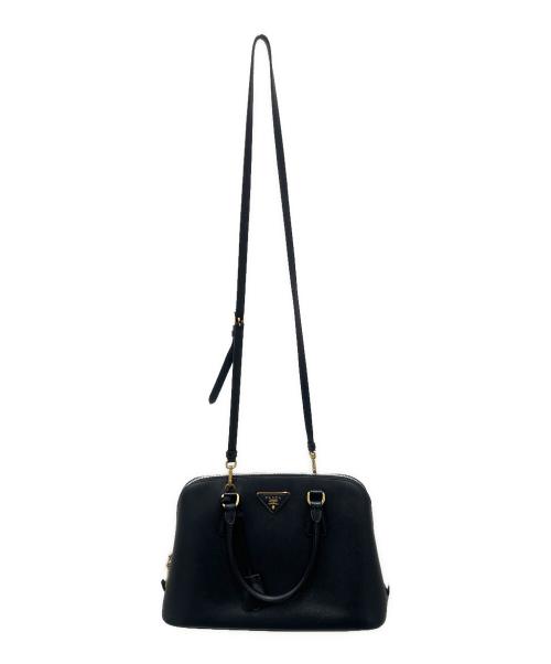 PRADA（プラダ）PRADA (プラダ) サフィアーノレザーショルダーバッグ ブラックの古着・服飾アイテム
