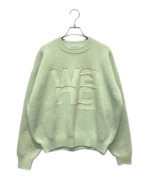 ALEXANDER WANG（アレキサンダー・ワン）ALEXANDER WANG (アレキサンダー・ワン) ロゴデザイン クルーネックニット 黄緑 サイズ:Sの古着・服飾アイテム