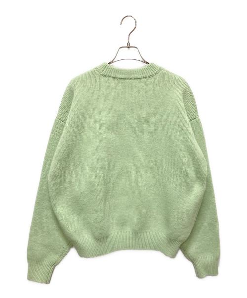 ALEXANDER WANG（アレキサンダー・ワン）ALEXANDER WANG (アレキサンダー・ワン) ロゴデザイン クルーネックニット 黄緑 サイズ:Sの古着・服飾アイテム