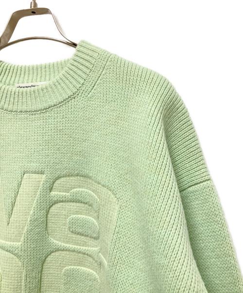 ALEXANDER WANG（アレキサンダー・ワン）ALEXANDER WANG (アレキサンダー・ワン) ロゴデザイン クルーネックニット 黄緑 サイズ:Sの古着・服飾アイテム