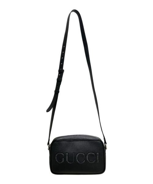 GUCCI（グッチ）GUCCI (グッチ) ロゴレザーショルダーバッグ ブラック サイズ:-の古着・服飾アイテム