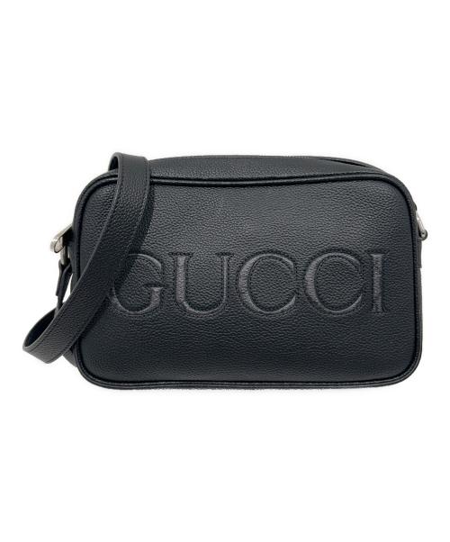 GUCCI（グッチ）GUCCI (グッチ) ロゴレザーショルダーバッグ ブラック サイズ:-の古着・服飾アイテム