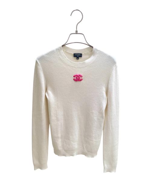CHANEL（シャネル）CHANEL (シャネル) ココマークリブニット アイボリー サイズ:34の古着・服飾アイテム