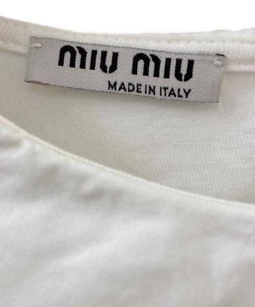 MIU MIU（ミュウミュウ）MIU MIU (ミュウミュウ) フリルロゴ切替カットソー ホワイト サイズ:Sの古着・服飾アイテム