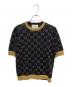 GUCCI（グッチ）の古着「GGコットンラメ ファブリック トップス/GGジャガード半袖ニット」｜ブラック
