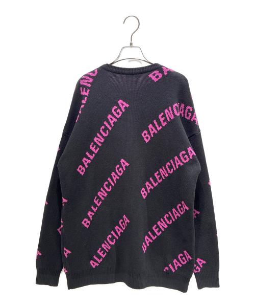 BALENCIAGA（バレンシアガ）BALENCIAGA (バレンシアガ) オールオーバーロゴニット ブラック×ピンク サイズ:XSの古着・服飾アイテム