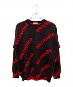 BALENCIAGAバレンシアガ）の古着「オールオーバーロゴニット　625329 T3178」｜ブラック
