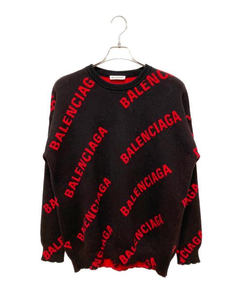 BALENCIAGA（バレンシアガ）BALENCIAGA (バレンシアガ) オールオーバーロゴニット　625329 T3178 ブラック サイズ:XSの古着・服飾アイテム