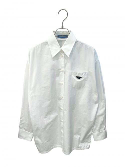 PRADA（プラダ）PRADA (プラダ) トライアングルロゴポプリンシャツ ホワイト サイズ:36の古着・服飾アイテム