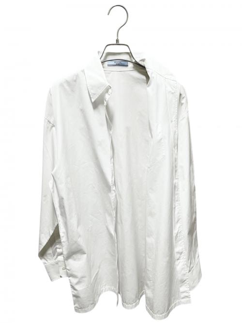 PRADA（プラダ）PRADA (プラダ) トライアングルロゴポプリンシャツ ホワイト サイズ:36の古着・服飾アイテム