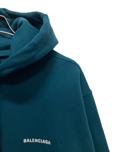 BALENCIAGA（バレンシアガ）BALENCIAGA (バレンシアガ) ロゴ刺繍プルオーバーパーカー グリーン サイズ:Mの古着・服飾アイテム