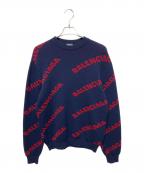 BALENCIAGAバレンシアガ）の古着「オールオーバーロゴニット」｜ネイビー