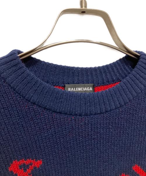 BALENCIAGA（バレンシアガ）BALENCIAGA (バレンシアガ) オールオーバーロゴニット ネイビー サイズ:Sの古着・服飾アイテム