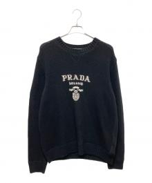 PRADA（プラダ）の古着「Prada Wool And Cashmere Crew-Neck Sweater/カシミヤ混 クルーネックロゴセーター」｜ブラック