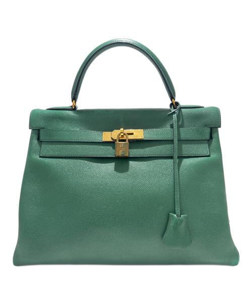 HERMES（エルメス）HERMES (エルメス) Kelly 32/ケリー/クシュベル/グリーン/〇S刻印：1989年製/ゴールド金具 グリーン サイズ:32の古着・服飾アイテム